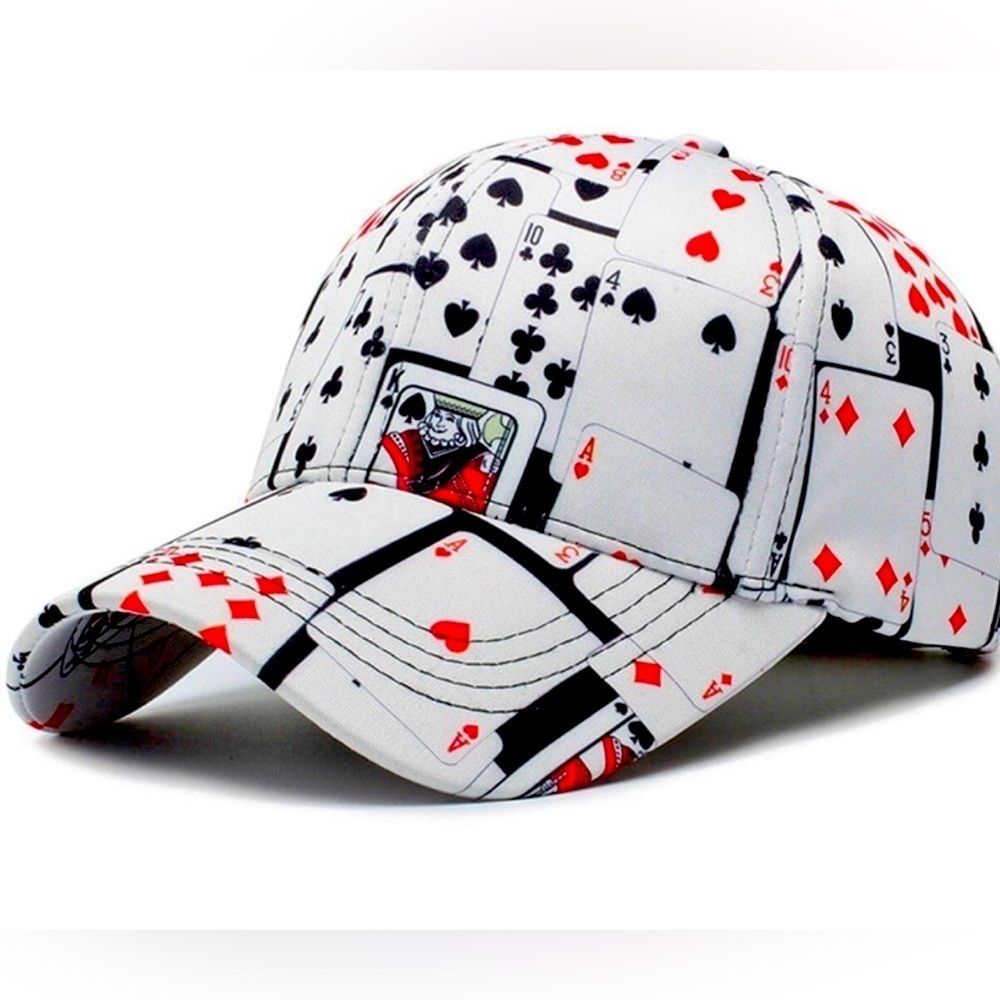 Poker Playing Card Pattern adjustable Cotton Baseball Cap Hat Hip Hop Unisex